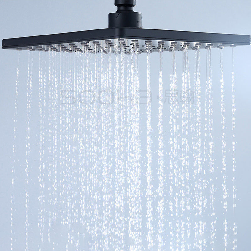 Black Square Fixed Shower Head Modern Style Wall-Mount Showerhead Clearhalo 'Bathroom Remodel & Bathroom Fixtures' 'Home Improvement' 'home_improvement' 'home_improvement_shower_heads' 'Shower Heads' 'shower_heads' 'Showers & Bathtubs Plumbing' 'Showers & Bathtubs' 7206642