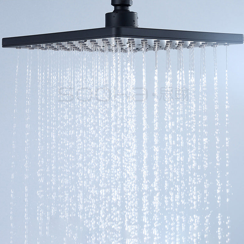Black Square Fixed Shower Head Modern Style Wall-Mount Showerhead Clearhalo 'Bathroom Remodel & Bathroom Fixtures' 'Home Improvement' 'home_improvement' 'home_improvement_shower_heads' 'Shower Heads' 'shower_heads' 'Showers & Bathtubs Plumbing' 'Showers & Bathtubs' 7206642