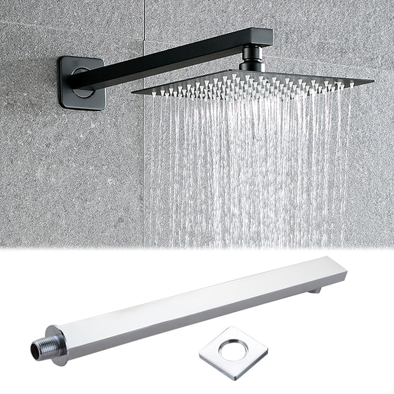 Black Square Fixed Shower Head Modern Style Wall-Mount Showerhead Silver Wall Installation Clearhalo 'Bathroom Remodel & Bathroom Fixtures' 'Home Improvement' 'home_improvement' 'home_improvement_shower_heads' 'Shower Heads' 'shower_heads' 'Showers & Bathtubs Plumbing' 'Showers & Bathtubs' 7206650