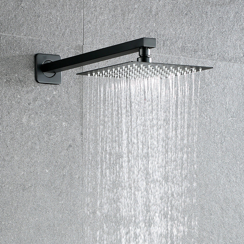 Black Square Fixed Shower Head Modern Style Wall-Mount Showerhead Black Wall Installation Clearhalo 'Bathroom Remodel & Bathroom Fixtures' 'Home Improvement' 'home_improvement' 'home_improvement_shower_heads' 'Shower Heads' 'shower_heads' 'Showers & Bathtubs Plumbing' 'Showers & Bathtubs' 7206651