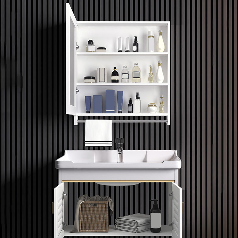 Wall Mounted Sink Vanity Contemporary Metal Bathroom Sink Vanity Clearhalo 'Bathroom Remodel & Bathroom Fixtures' 'Bathroom Vanities' 'bathroom_vanities' 'Home Improvement' 'home_improvement' 'home_improvement_bathroom_vanities' 7206731