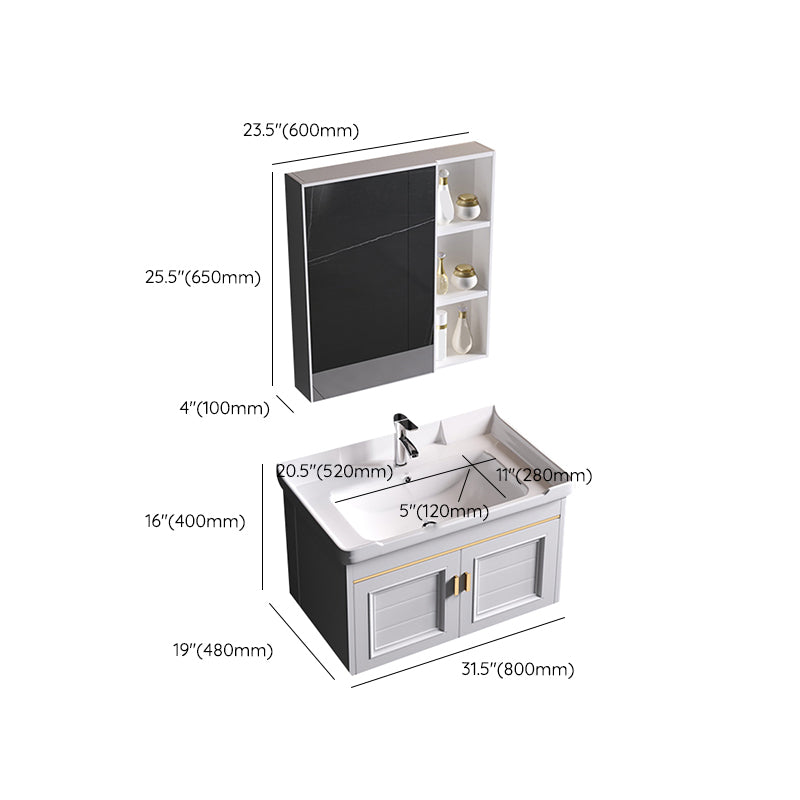 Wall Mounted Sink Vanity Contemporary Metal Bathroom Sink Vanity Clearhalo 'Bathroom Remodel & Bathroom Fixtures' 'Bathroom Vanities' 'bathroom_vanities' 'Home Improvement' 'home_improvement' 'home_improvement_bathroom_vanities' 7206767
