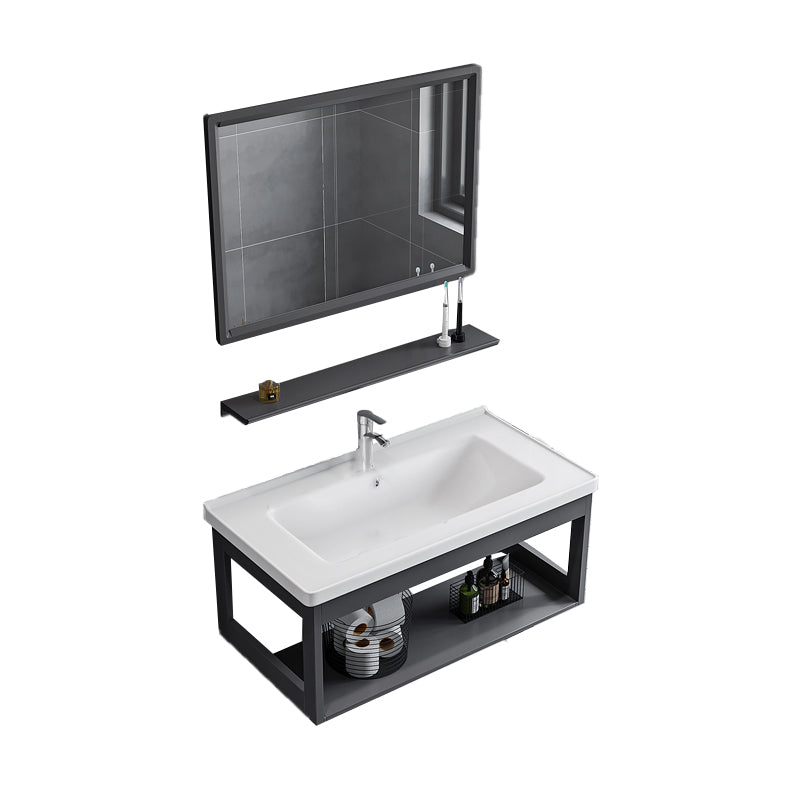 Bathroom Sink Vanity Rectangular Sink Storage Shelf Sink Vanity Clearhalo 'Bathroom Remodel & Bathroom Fixtures' 'Bathroom Vanities' 'bathroom_vanities' 'Home Improvement' 'home_improvement' 'home_improvement_bathroom_vanities' 7206779