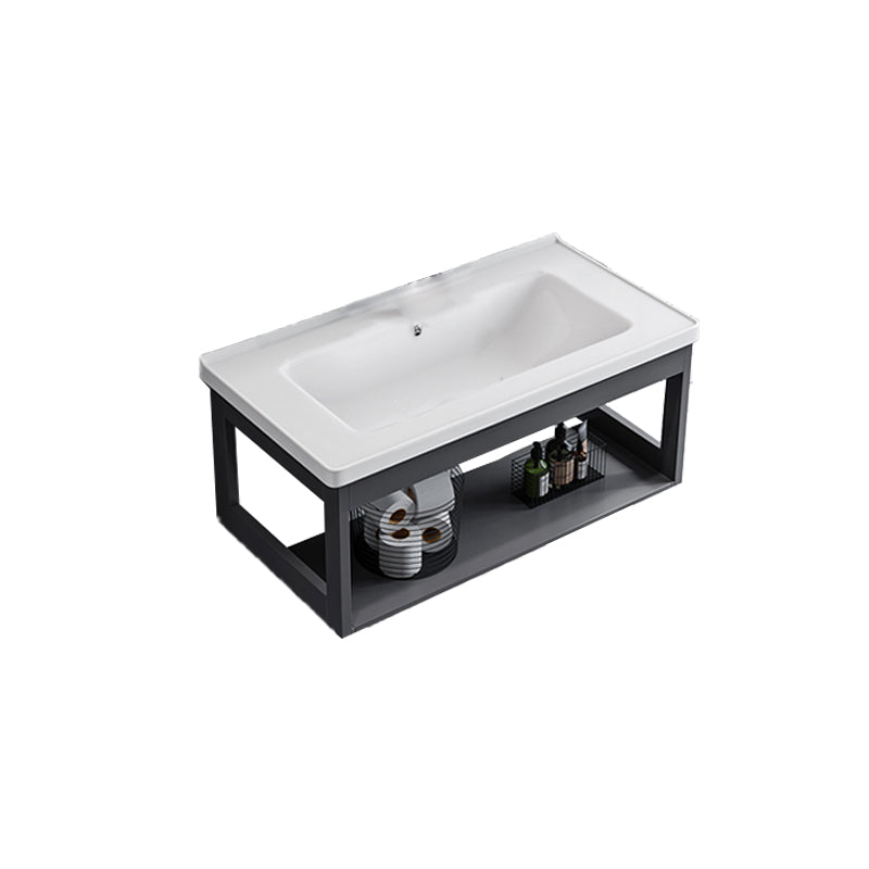 Bathroom Sink Vanity Rectangular Sink Storage Shelf Sink Vanity Bathroom Vanity 31.5"L x 15.7"W x 14.6"H Clearhalo 'Bathroom Remodel & Bathroom Fixtures' 'Bathroom Vanities' 'bathroom_vanities' 'Home Improvement' 'home_improvement' 'home_improvement_bathroom_vanities' 7206794