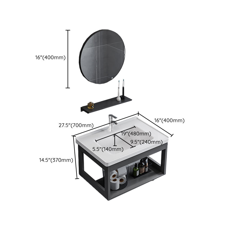 Bathroom Sink Vanity Rectangular Sink Storage Shelf Sink Vanity Clearhalo 'Bathroom Remodel & Bathroom Fixtures' 'Bathroom Vanities' 'bathroom_vanities' 'Home Improvement' 'home_improvement' 'home_improvement_bathroom_vanities' 7206807