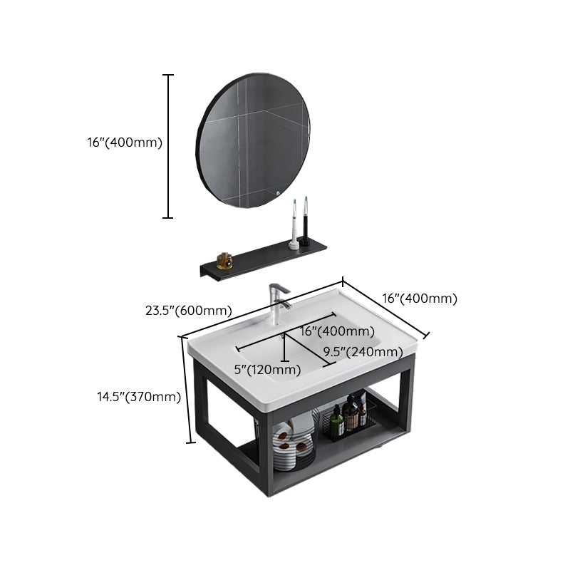 Bathroom Sink Vanity Rectangular Sink Storage Shelf Sink Vanity Clearhalo 'Bathroom Remodel & Bathroom Fixtures' 'Bathroom Vanities' 'bathroom_vanities' 'Home Improvement' 'home_improvement' 'home_improvement_bathroom_vanities' 7206811