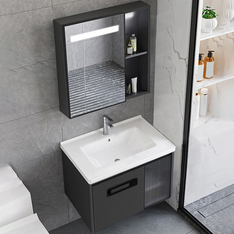 Sink Vanity Wall Mounted Rectangular Drawers Ceramic Sink Vanity Set Clearhalo 'Bathroom Remodel & Bathroom Fixtures' 'Bathroom Vanities' 'bathroom_vanities' 'Home Improvement' 'home_improvement' 'home_improvement_bathroom_vanities' 7206873