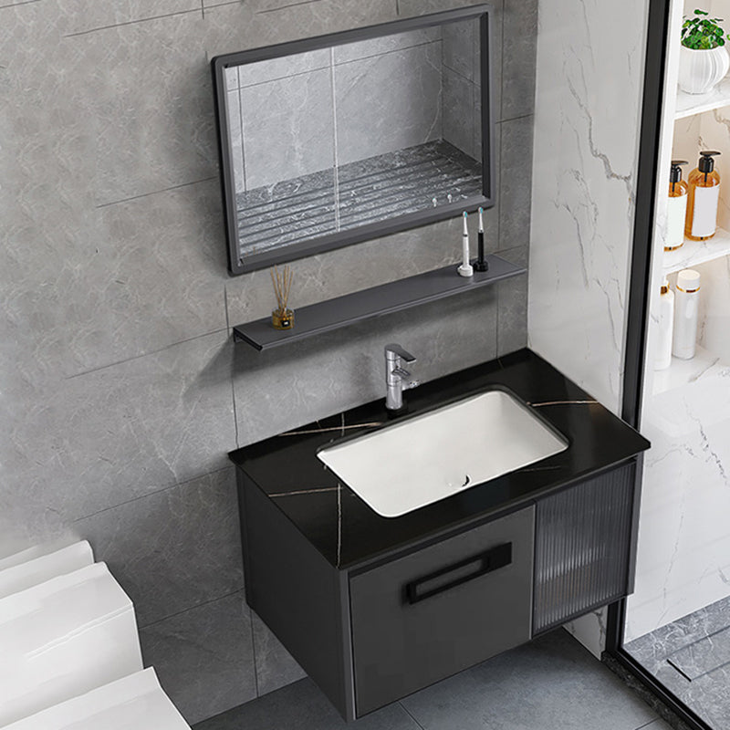 Sink Vanity Wall Mounted Rectangular Drawers Ceramic Sink Vanity Set Clearhalo 'Bathroom Remodel & Bathroom Fixtures' 'Bathroom Vanities' 'bathroom_vanities' 'Home Improvement' 'home_improvement' 'home_improvement_bathroom_vanities' 7206875