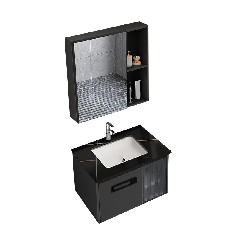 Sink Vanity Wall Mounted Rectangular Drawers Ceramic Sink Vanity Set Vanity & Faucet & Mirror Cabinet Stone Clearhalo 'Bathroom Remodel & Bathroom Fixtures' 'Bathroom Vanities' 'bathroom_vanities' 'Home Improvement' 'home_improvement' 'home_improvement_bathroom_vanities' 7206878