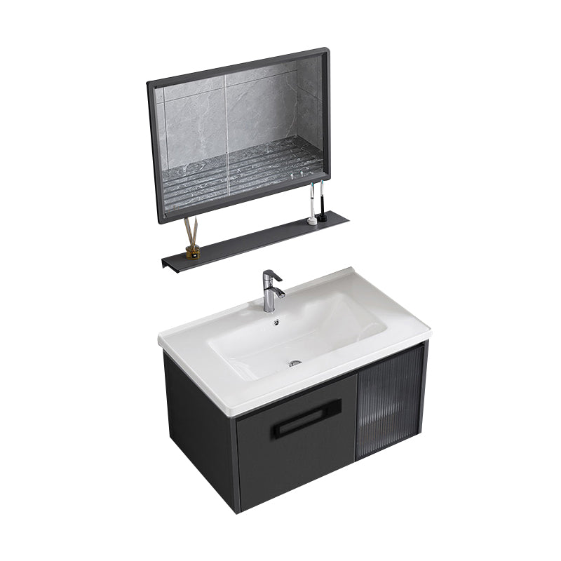 Sink Vanity Wall Mounted Rectangular Drawers Ceramic Sink Vanity Set Vanity & Faucet & Mirrors 31"L x 19"W x 16"H Ceramic Clearhalo 'Bathroom Remodel & Bathroom Fixtures' 'Bathroom Vanities' 'bathroom_vanities' 'Home Improvement' 'home_improvement' 'home_improvement_bathroom_vanities' 7206885