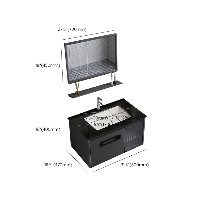 Sink Vanity Wall Mounted Rectangular Drawers Ceramic Sink Vanity Set Clearhalo 'Bathroom Remodel & Bathroom Fixtures' 'Bathroom Vanities' 'bathroom_vanities' 'Home Improvement' 'home_improvement' 'home_improvement_bathroom_vanities' 7206891