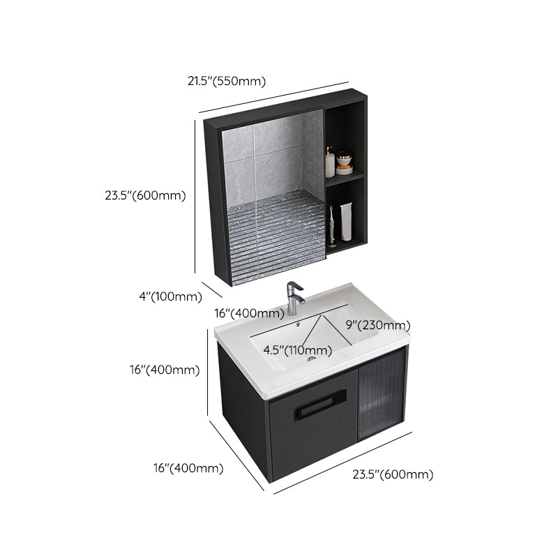 Sink Vanity Wall Mounted Rectangular Drawers Ceramic Sink Vanity Set Clearhalo 'Bathroom Remodel & Bathroom Fixtures' 'Bathroom Vanities' 'bathroom_vanities' 'Home Improvement' 'home_improvement' 'home_improvement_bathroom_vanities' 7206895