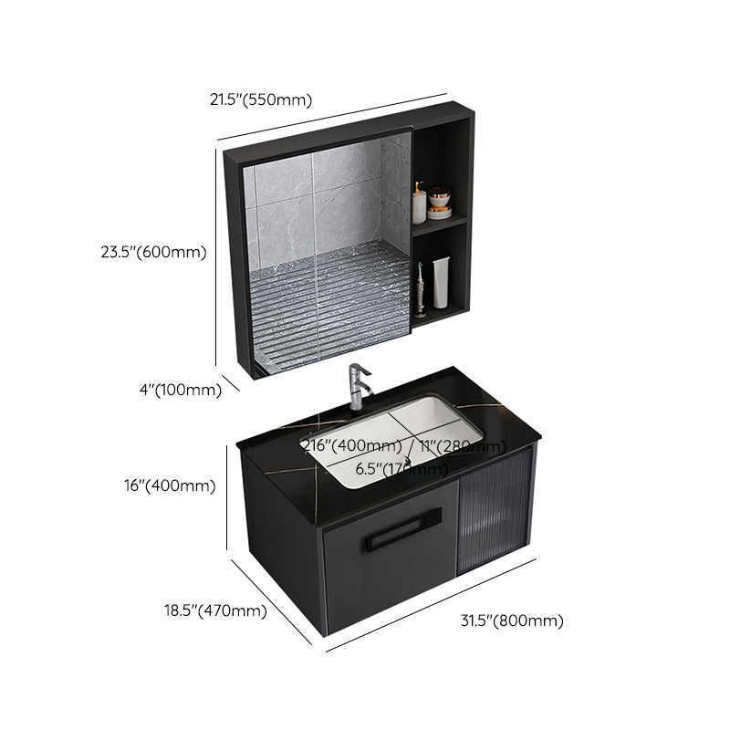 Sink Vanity Wall Mounted Rectangular Drawers Ceramic Sink Vanity Set Clearhalo 'Bathroom Remodel & Bathroom Fixtures' 'Bathroom Vanities' 'bathroom_vanities' 'Home Improvement' 'home_improvement' 'home_improvement_bathroom_vanities' 7206898