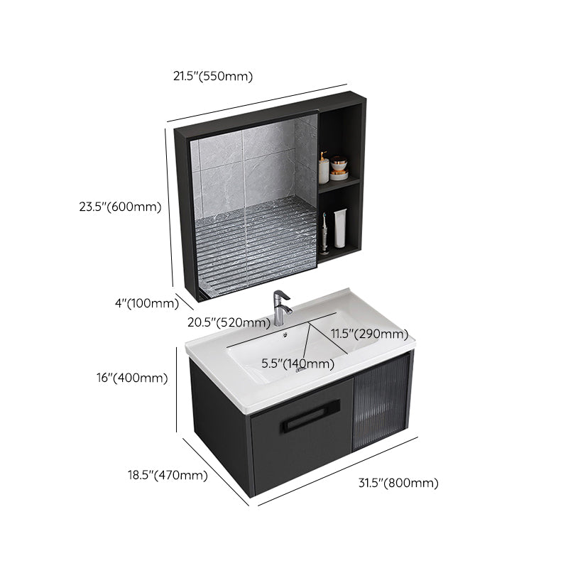 Sink Vanity Wall Mounted Rectangular Drawers Ceramic Sink Vanity Set Clearhalo 'Bathroom Remodel & Bathroom Fixtures' 'Bathroom Vanities' 'bathroom_vanities' 'Home Improvement' 'home_improvement' 'home_improvement_bathroom_vanities' 7206899