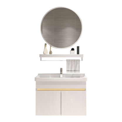 Glam Bathroom Vanity Ceramic Top with Soft Close Door Wall Mount Space Saver Vanity Vanity & Faucet & Mirrors Towel Bar Included Clearhalo 'Bathroom Remodel & Bathroom Fixtures' 'Bathroom Vanities' 'bathroom_vanities' 'Home Improvement' 'home_improvement' 'home_improvement_bathroom_vanities' 7206933