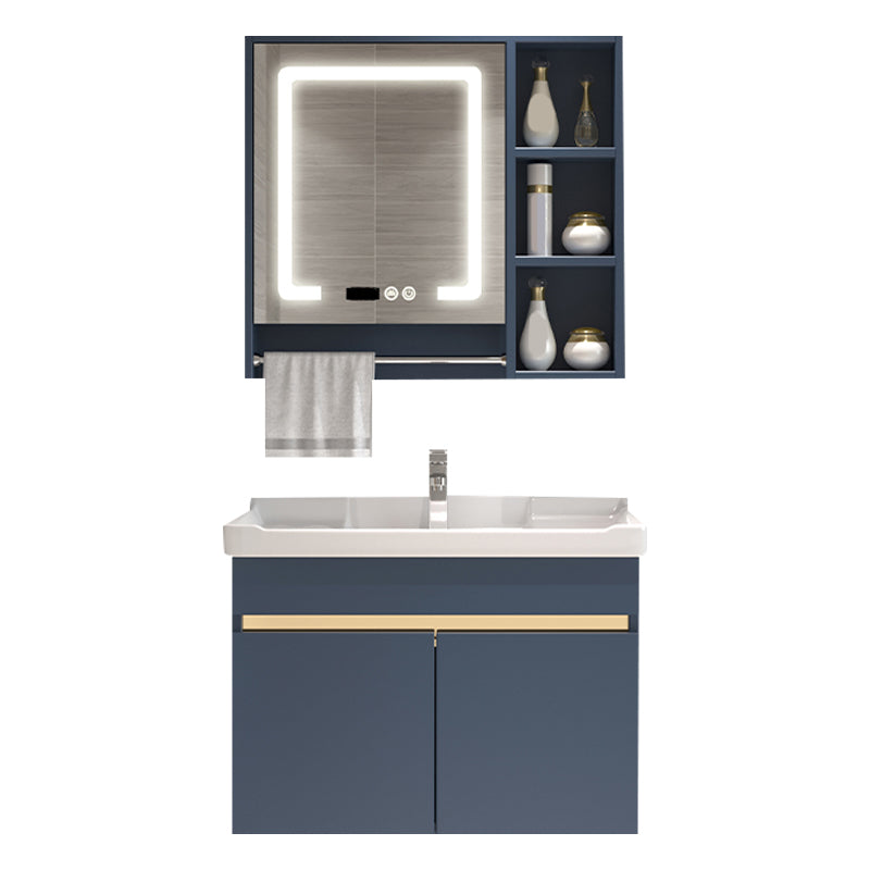 Glam Bathroom Vanity Ceramic Top with Soft Close Door Wall Mount Space Saver Vanity Vanity & Faucet & Smart Medicine Cabinet Towel Bar Included Clearhalo 'Bathroom Remodel & Bathroom Fixtures' 'Bathroom Vanities' 'bathroom_vanities' 'Home Improvement' 'home_improvement' 'home_improvement_bathroom_vanities' 7206936