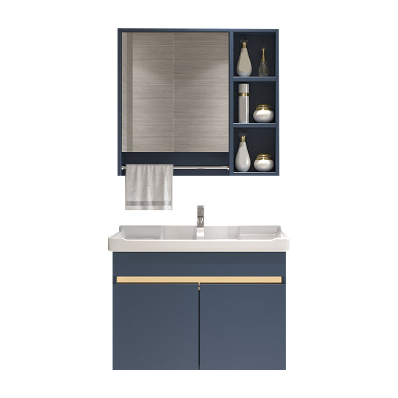 Glam Bathroom Vanity Ceramic Top with Soft Close Door Wall Mount Space Saver Vanity Vanity & Faucet & Mirror Cabinet Towel Bar Included Clearhalo 'Bathroom Remodel & Bathroom Fixtures' 'Bathroom Vanities' 'bathroom_vanities' 'Home Improvement' 'home_improvement' 'home_improvement_bathroom_vanities' 7206941