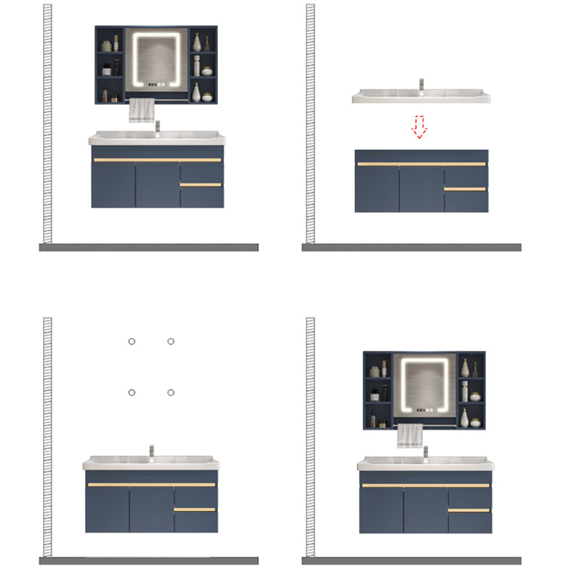 Glam Bathroom Vanity Ceramic Top with Soft Close Door Wall Mount Space Saver Vanity Clearhalo 'Bathroom Remodel & Bathroom Fixtures' 'Bathroom Vanities' 'bathroom_vanities' 'Home Improvement' 'home_improvement' 'home_improvement_bathroom_vanities' 7206944