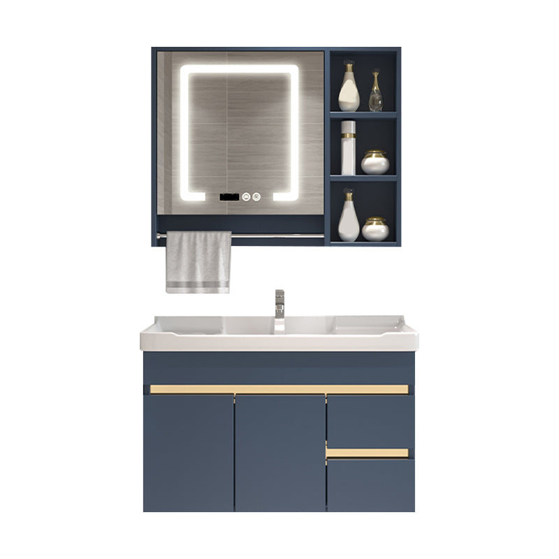 Glam Bathroom Vanity Ceramic Top with Soft Close Door Wall Mount Space Saver Vanity Vanity & Faucet & Smart Medicine Cabinet Towel Bar Included Clearhalo 'Bathroom Remodel & Bathroom Fixtures' 'Bathroom Vanities' 'bathroom_vanities' 'Home Improvement' 'home_improvement' 'home_improvement_bathroom_vanities' 7206946