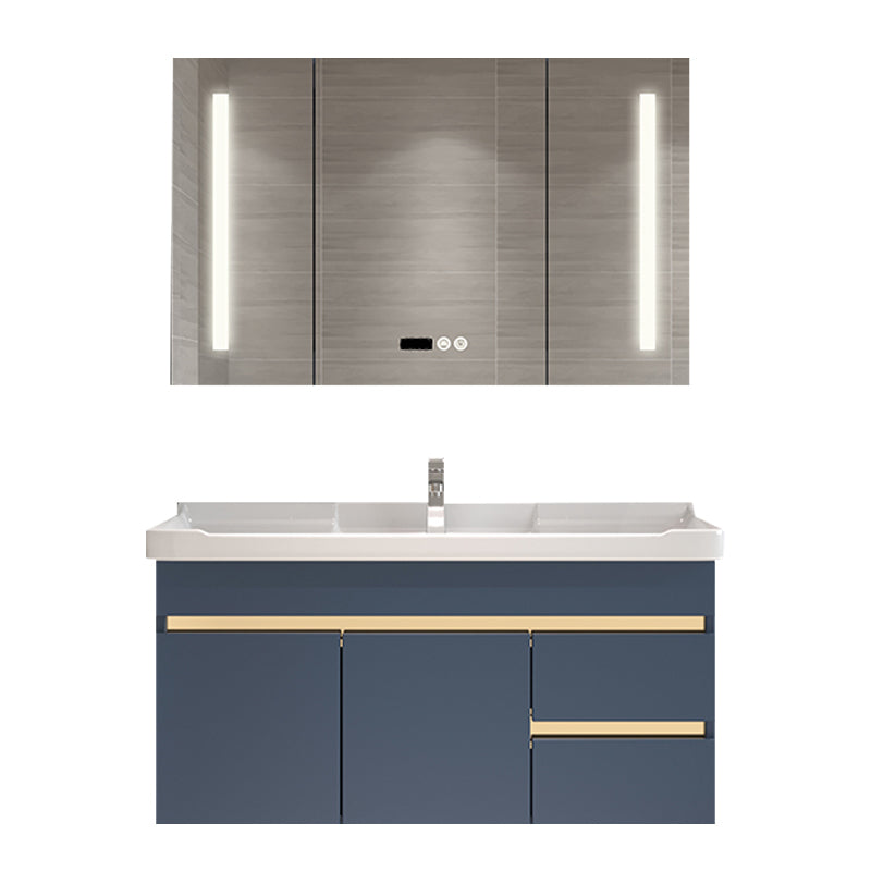 Glam Bathroom Vanity Ceramic Top with Soft Close Door Wall Mount Space Saver Vanity Vanity & Faucet & Smart Medicine Cabinet 39.8"L x 18.5"W x 18.9"H Towel Bar Not Included Clearhalo 'Bathroom Remodel & Bathroom Fixtures' 'Bathroom Vanities' 'bathroom_vanities' 'Home Improvement' 'home_improvement' 'home_improvement_bathroom_vanities' 7206952