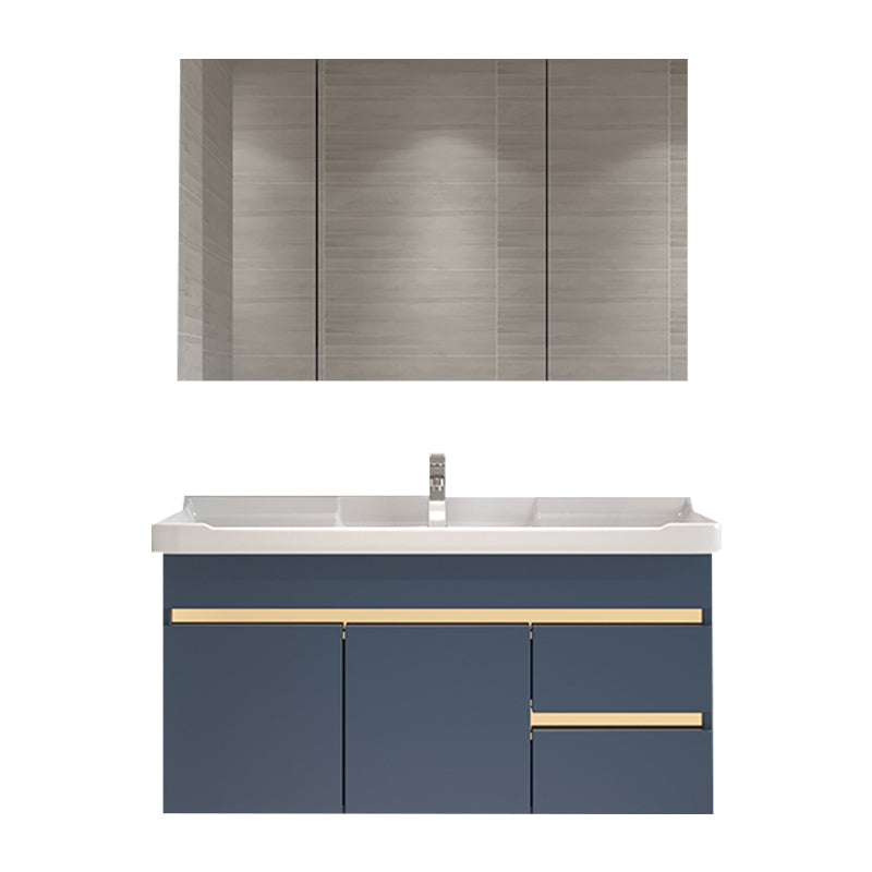 Glam Bathroom Vanity Ceramic Top with Soft Close Door Wall Mount Space Saver Vanity Vanity & Faucet & Mirror Cabinet 39.8"L x 18.5"W x 18.9"H Towel Bar Not Included Clearhalo 'Bathroom Remodel & Bathroom Fixtures' 'Bathroom Vanities' 'bathroom_vanities' 'Home Improvement' 'home_improvement' 'home_improvement_bathroom_vanities' 7206954