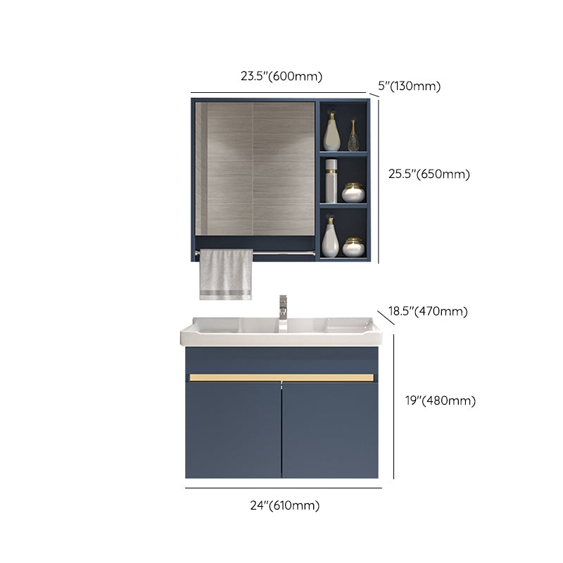 Glam Bathroom Vanity Ceramic Top with Soft Close Door Wall Mount Space Saver Vanity Clearhalo 'Bathroom Remodel & Bathroom Fixtures' 'Bathroom Vanities' 'bathroom_vanities' 'Home Improvement' 'home_improvement' 'home_improvement_bathroom_vanities' 7206956