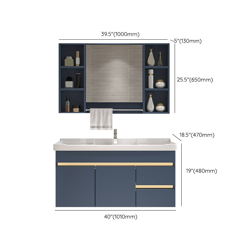 Glam Bathroom Vanity Ceramic Top with Soft Close Door Wall Mount Space Saver Vanity Clearhalo 'Bathroom Remodel & Bathroom Fixtures' 'Bathroom Vanities' 'bathroom_vanities' 'Home Improvement' 'home_improvement' 'home_improvement_bathroom_vanities' 7206960