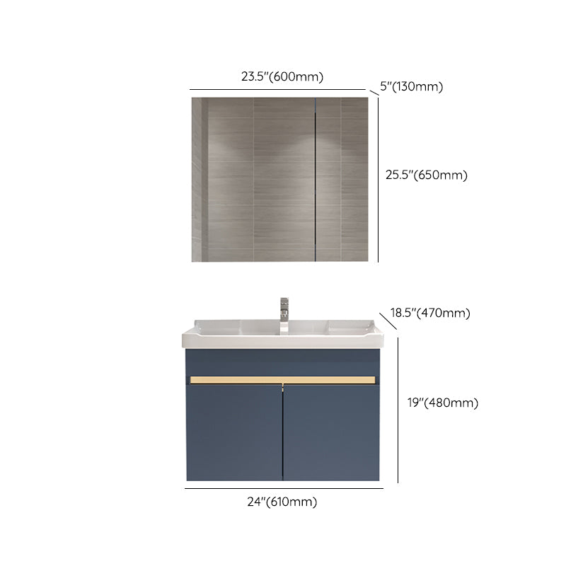 Glam Bathroom Vanity Ceramic Top with Soft Close Door Wall Mount Space Saver Vanity Clearhalo 'Bathroom Remodel & Bathroom Fixtures' 'Bathroom Vanities' 'bathroom_vanities' 'Home Improvement' 'home_improvement' 'home_improvement_bathroom_vanities' 7206961