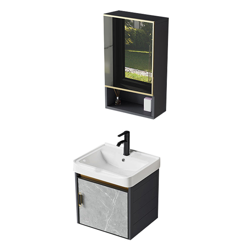 Modern Sink Vanity Set Wall Mounted Drawers Ceramic Sink Set Vanity & Faucet & Mirror Cabinet 17"L x 14"W x 16"H Ceramic Clearhalo 'Bathroom Remodel & Bathroom Fixtures' 'Bathroom Vanities' 'bathroom_vanities' 'Home Improvement' 'home_improvement' 'home_improvement_bathroom_vanities' 7206981