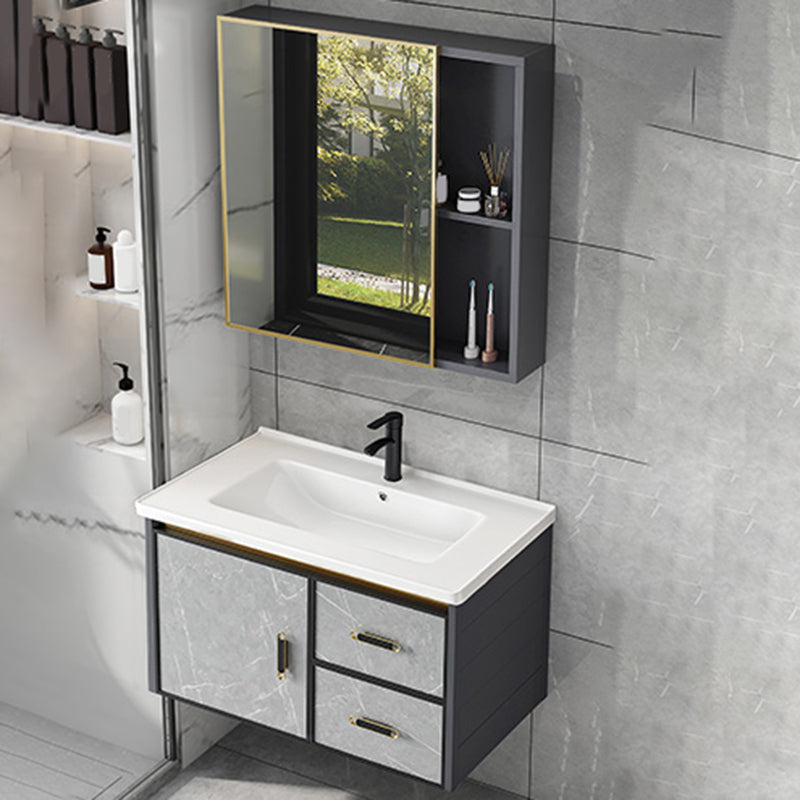 Modern Sink Vanity Set Wall Mounted Drawers Ceramic Sink Set Clearhalo 'Bathroom Remodel & Bathroom Fixtures' 'Bathroom Vanities' 'bathroom_vanities' 'Home Improvement' 'home_improvement' 'home_improvement_bathroom_vanities' 7206984