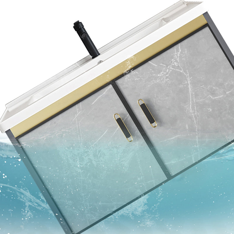 Modern Sink Vanity Set Wall Mounted Drawers Ceramic Sink Set Clearhalo 'Bathroom Remodel & Bathroom Fixtures' 'Bathroom Vanities' 'bathroom_vanities' 'Home Improvement' 'home_improvement' 'home_improvement_bathroom_vanities' 7206990