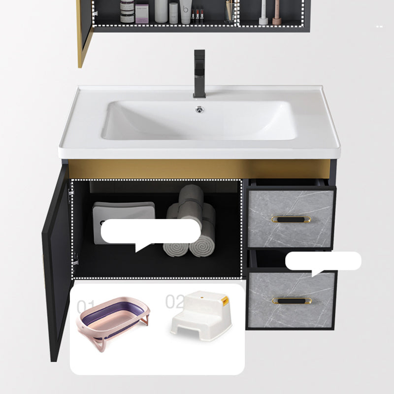 Modern Sink Vanity Set Wall Mounted Drawers Ceramic Sink Set Clearhalo 'Bathroom Remodel & Bathroom Fixtures' 'Bathroom Vanities' 'bathroom_vanities' 'Home Improvement' 'home_improvement' 'home_improvement_bathroom_vanities' 7206994