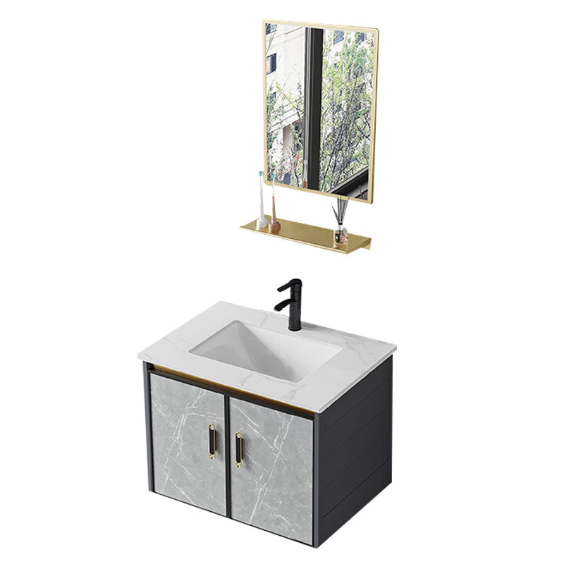 Modern Sink Vanity Set Wall Mounted Drawers Ceramic Sink Set Vanity & Faucet & Mirrors Stone Clearhalo 'Bathroom Remodel & Bathroom Fixtures' 'Bathroom Vanities' 'bathroom_vanities' 'Home Improvement' 'home_improvement' 'home_improvement_bathroom_vanities' 7206997