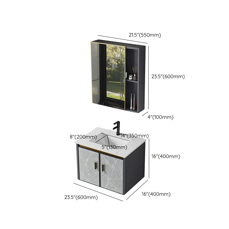 Modern Sink Vanity Set Wall Mounted Drawers Ceramic Sink Set Clearhalo 'Bathroom Remodel & Bathroom Fixtures' 'Bathroom Vanities' 'bathroom_vanities' 'Home Improvement' 'home_improvement' 'home_improvement_bathroom_vanities' 7207016