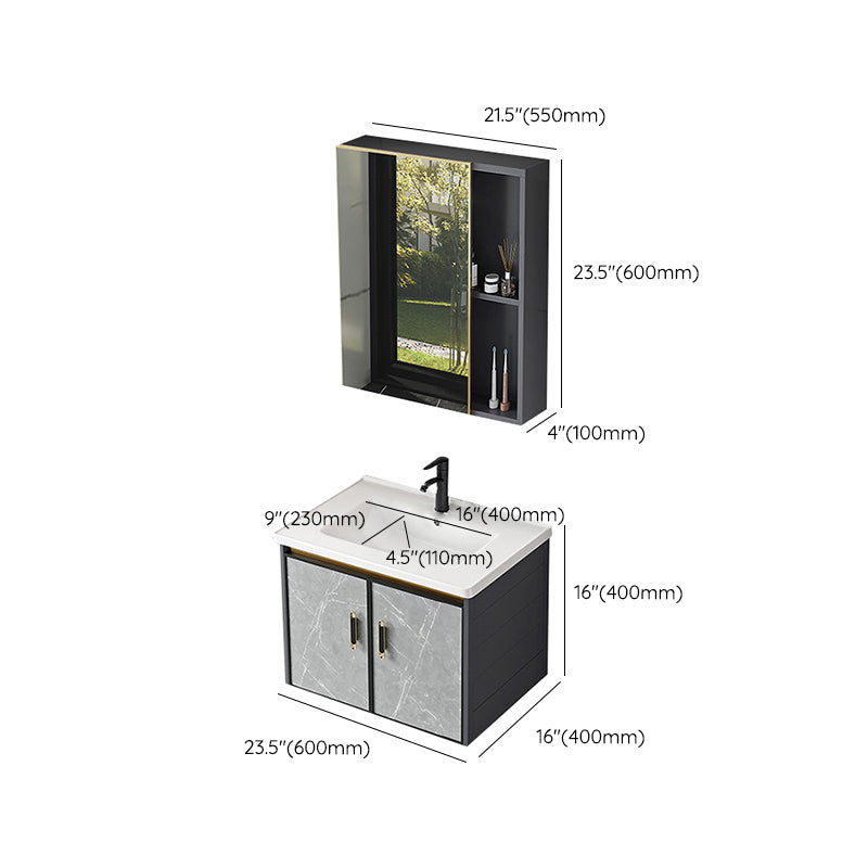 Modern Sink Vanity Set Wall Mounted Drawers Ceramic Sink Set Clearhalo 'Bathroom Remodel & Bathroom Fixtures' 'Bathroom Vanities' 'bathroom_vanities' 'Home Improvement' 'home_improvement' 'home_improvement_bathroom_vanities' 7207017