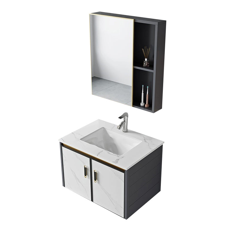 Modern Style Bath Vanity Dirt Resistant Wall Mount Bath Vanity with Faucet Vanity & Faucet & Mirror Cabinet Slate Clearhalo 'Bathroom Remodel & Bathroom Fixtures' 'Bathroom Vanities' 'bathroom_vanities' 'Home Improvement' 'home_improvement' 'home_improvement_bathroom_vanities' 7207033