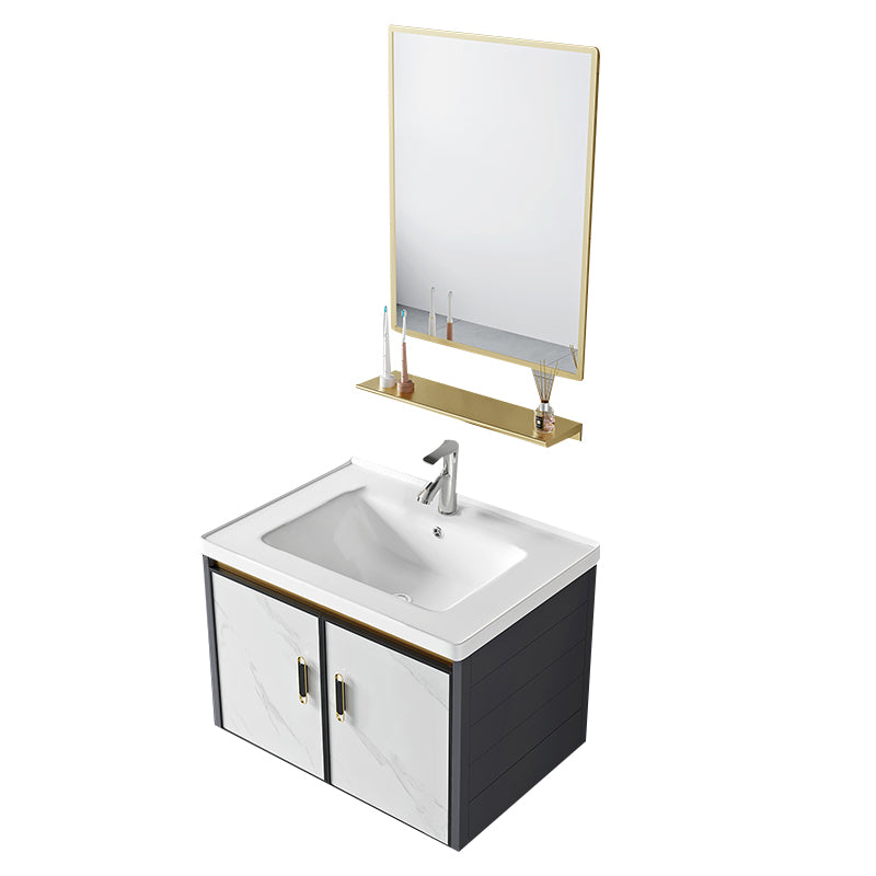 Modern Style Bath Vanity Dirt Resistant Wall Mount Bath Vanity with Faucet Vanity & Faucet & Mirrors Ceramic Clearhalo 'Bathroom Remodel & Bathroom Fixtures' 'Bathroom Vanities' 'bathroom_vanities' 'Home Improvement' 'home_improvement' 'home_improvement_bathroom_vanities' 7207041