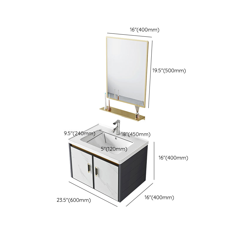 Modern Style Bath Vanity Dirt Resistant Wall Mount Bath Vanity with Faucet Clearhalo 'Bathroom Remodel & Bathroom Fixtures' 'Bathroom Vanities' 'bathroom_vanities' 'Home Improvement' 'home_improvement' 'home_improvement_bathroom_vanities' 7207051