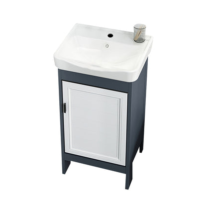 Mirror Bathroom Vanity Freestanding Rectangular Single Sink Metal Frame Vanity with Doors Bathroom Vanity 17"L x 14"W x 31"H Clearhalo 'Bathroom Remodel & Bathroom Fixtures' 'Bathroom Vanities' 'bathroom_vanities' 'Home Improvement' 'home_improvement' 'home_improvement_bathroom_vanities' 7207185