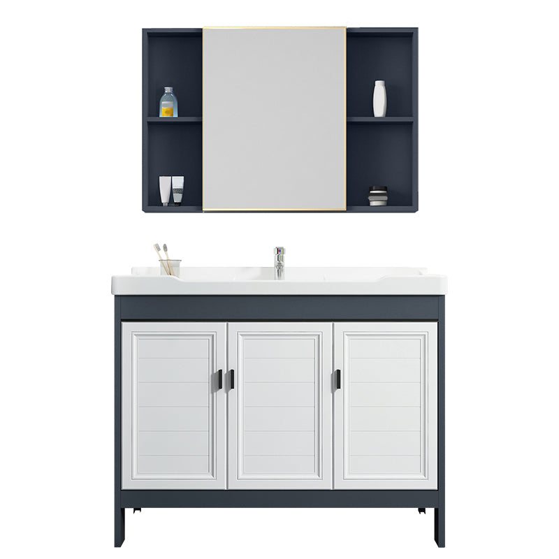 Mirror Bathroom Vanity Freestanding Rectangular Single Sink Metal Frame Vanity with Doors Clearhalo 'Bathroom Remodel & Bathroom Fixtures' 'Bathroom Vanities' 'bathroom_vanities' 'Home Improvement' 'home_improvement' 'home_improvement_bathroom_vanities' 7207193