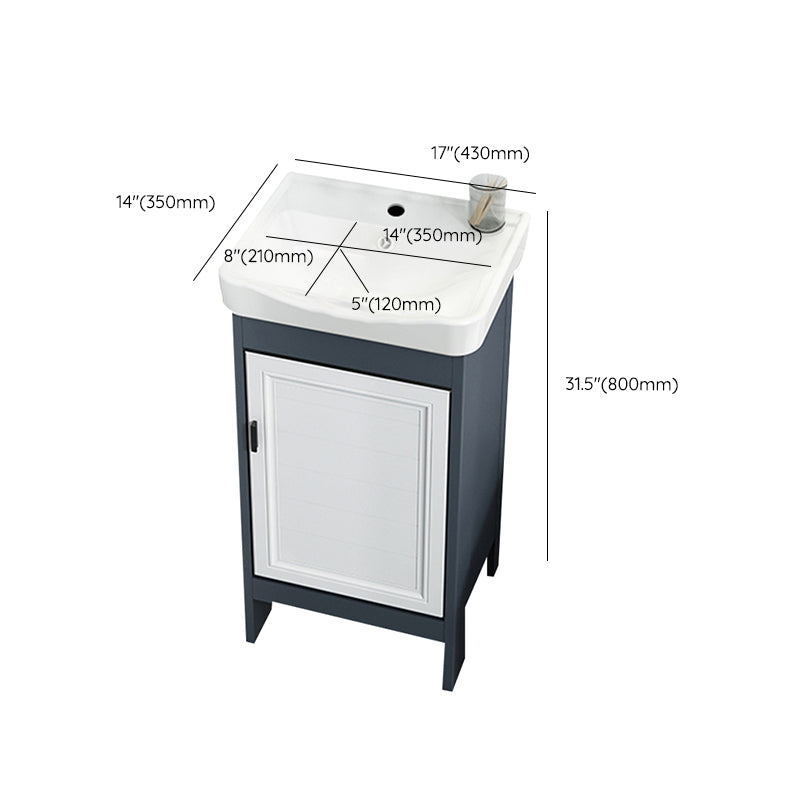 Mirror Bathroom Vanity Freestanding Rectangular Single Sink Metal Frame Vanity with Doors Clearhalo 'Bathroom Remodel & Bathroom Fixtures' 'Bathroom Vanities' 'bathroom_vanities' 'Home Improvement' 'home_improvement' 'home_improvement_bathroom_vanities' 7207209