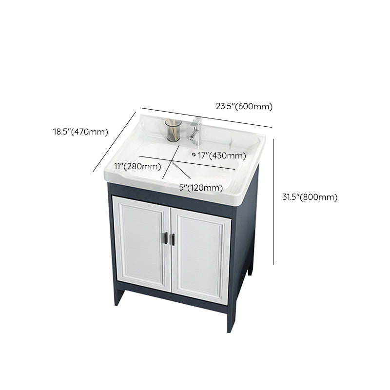 Mirror Bathroom Vanity Freestanding Rectangular Single Sink Metal Frame Vanity with Doors Clearhalo 'Bathroom Remodel & Bathroom Fixtures' 'Bathroom Vanities' 'bathroom_vanities' 'Home Improvement' 'home_improvement' 'home_improvement_bathroom_vanities' 7207210