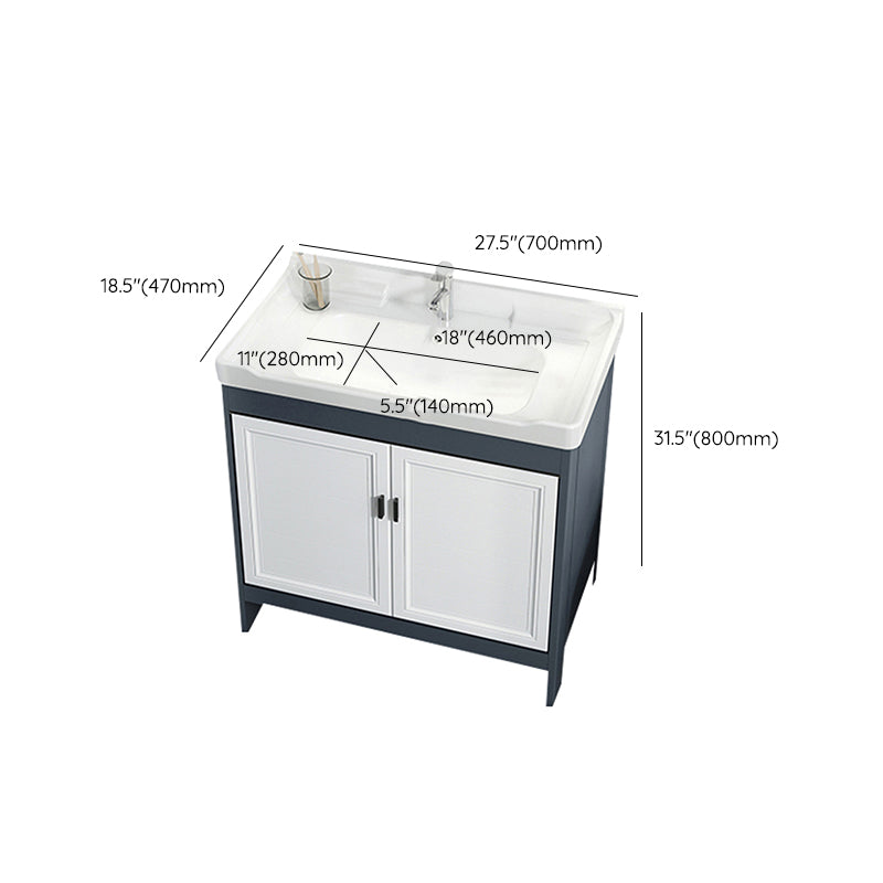 Mirror Bathroom Vanity Freestanding Rectangular Single Sink Metal Frame Vanity with Doors Clearhalo 'Bathroom Remodel & Bathroom Fixtures' 'Bathroom Vanities' 'bathroom_vanities' 'Home Improvement' 'home_improvement' 'home_improvement_bathroom_vanities' 7207211