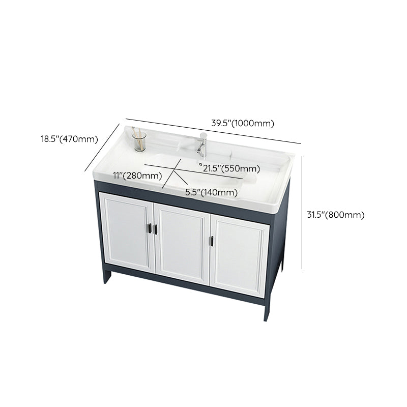 Mirror Bathroom Vanity Freestanding Rectangular Single Sink Metal Frame Vanity with Doors Clearhalo 'Bathroom Remodel & Bathroom Fixtures' 'Bathroom Vanities' 'bathroom_vanities' 'Home Improvement' 'home_improvement' 'home_improvement_bathroom_vanities' 7207214