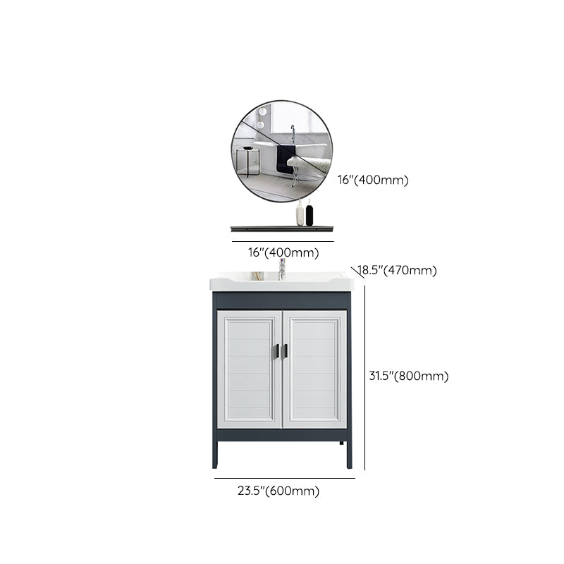 Mirror Bathroom Vanity Freestanding Rectangular Single Sink Metal Frame Vanity with Doors Clearhalo 'Bathroom Remodel & Bathroom Fixtures' 'Bathroom Vanities' 'bathroom_vanities' 'Home Improvement' 'home_improvement' 'home_improvement_bathroom_vanities' 7207215