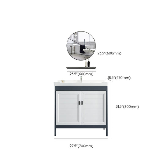 Mirror Bathroom Vanity Freestanding Rectangular Single Sink Metal Frame Vanity with Doors Clearhalo 'Bathroom Remodel & Bathroom Fixtures' 'Bathroom Vanities' 'bathroom_vanities' 'Home Improvement' 'home_improvement' 'home_improvement_bathroom_vanities' 7207216