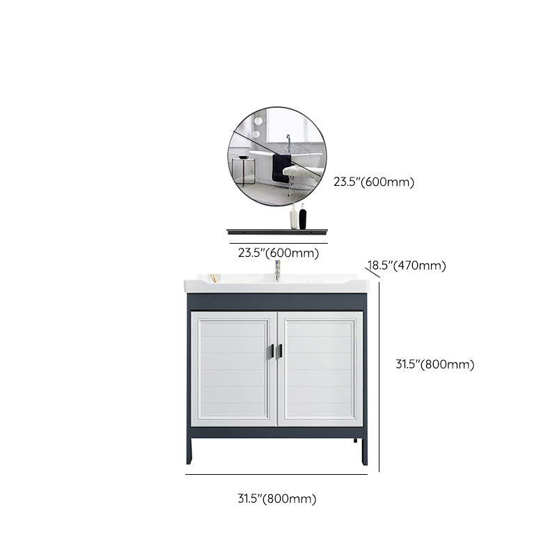 Mirror Bathroom Vanity Freestanding Rectangular Single Sink Metal Frame Vanity with Doors Clearhalo 'Bathroom Remodel & Bathroom Fixtures' 'Bathroom Vanities' 'bathroom_vanities' 'Home Improvement' 'home_improvement' 'home_improvement_bathroom_vanities' 7207217