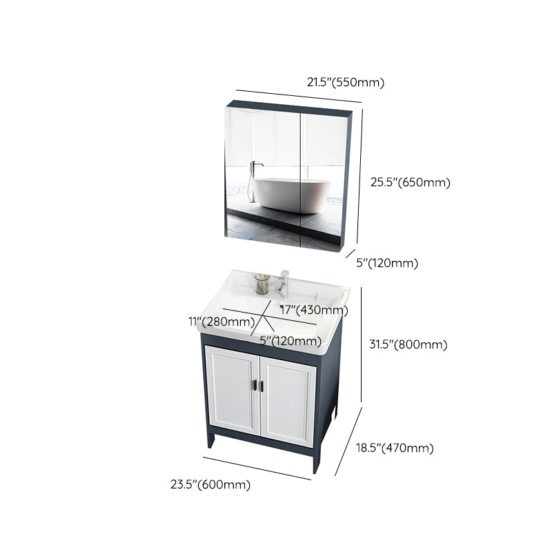 Mirror Bathroom Vanity Freestanding Rectangular Single Sink Metal Frame Vanity with Doors Clearhalo 'Bathroom Remodel & Bathroom Fixtures' 'Bathroom Vanities' 'bathroom_vanities' 'Home Improvement' 'home_improvement' 'home_improvement_bathroom_vanities' 7207228