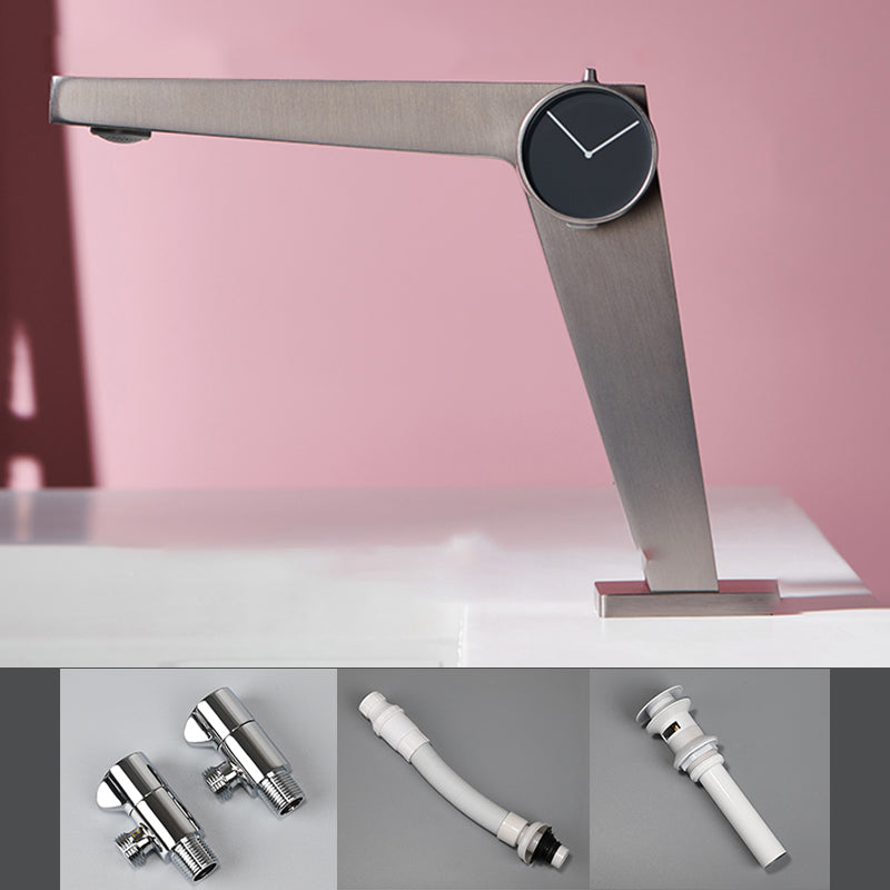 Contemporary Vessel Sink Faucet Knob Handle Bathroom Vessel Faucet Gun Grey Drain Included Clearhalo 'bathroom_sink_faucets' 'Conjunta de Baño y Conjunta de Grifo' 'Coronamiento de Baño y Dispositivo de Baño' 'Grifo del lavabo del baño' 'Hogar' 'home_improvement' 'home_improvement_bathroom_sink_faucets' 'Mejoras para el hogar' 7208635