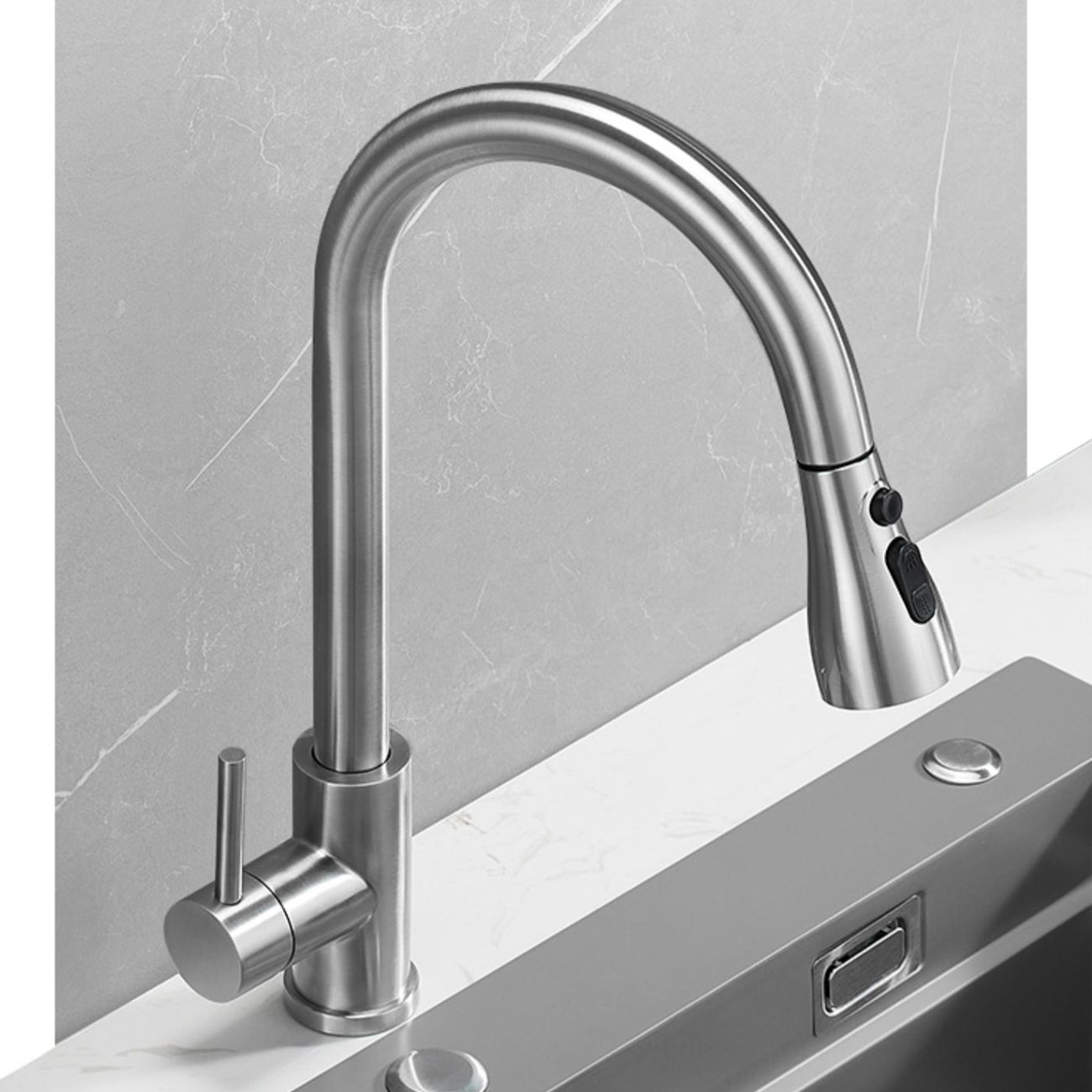 Modern Style Kitchen Faucet Lever Handle 304 Stainless Steel Kitchen Faucet Clearhalo 'Home Improvement' 'home_improvement' 'home_improvement_kitchen_faucets' 'Kitchen Faucets' 'Kitchen Remodel & Kitchen Fixtures' 'Kitchen Sinks & Faucet Components' 'kitchen_faucets' 7208703